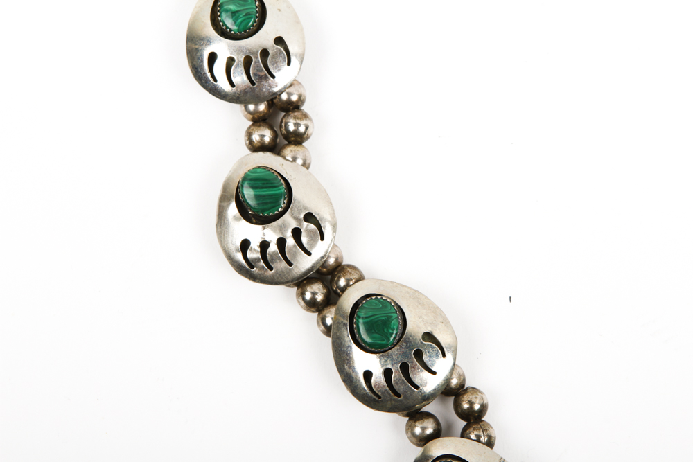 Native American Style Squash Blossom With Malachite Necklace EBTH